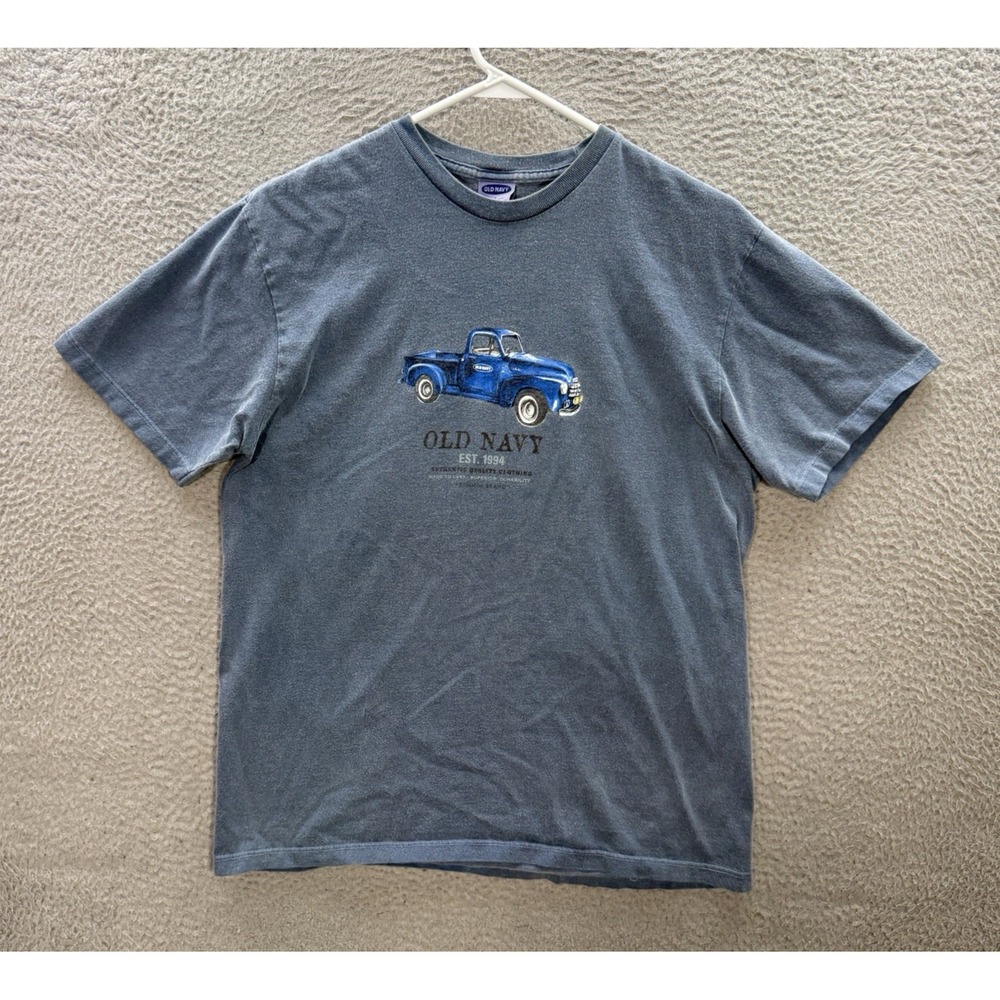 Vintage Old Navy Shirt Adult Small Blue Short Sleeve Crewneck Tee Faded Y2K